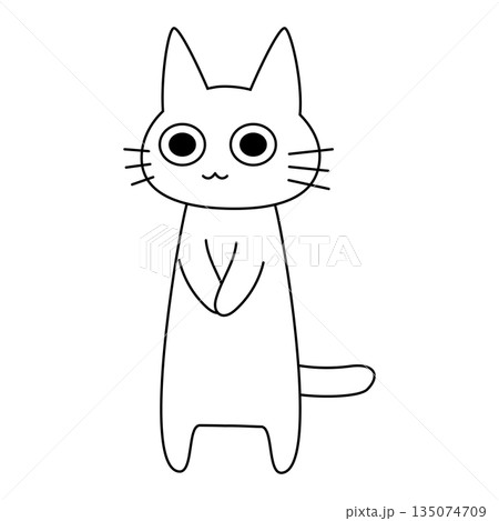 手を合わせてお願いや感謝を伝える可愛い白猫のイラスト 135074709