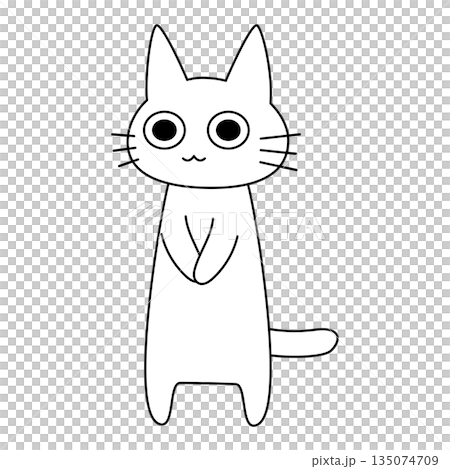 手を合わせてお願いや感謝を伝える可愛い白猫のイラスト 135074709