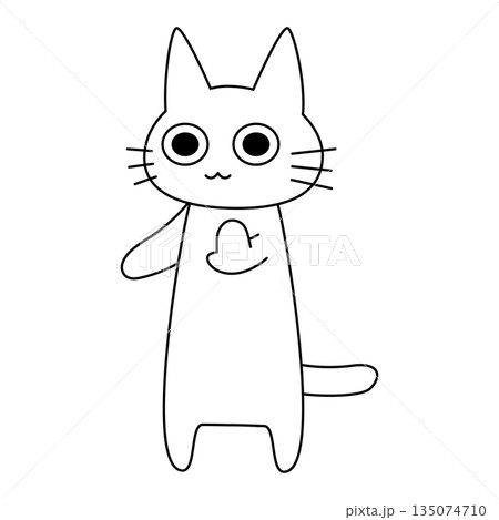 少し待ってほしいとポーズで伝える可愛い白猫のイラスト 135074710