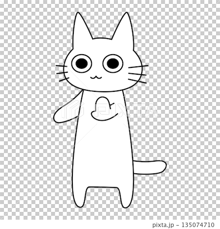少し待ってほしいとポーズで伝える可愛い白猫のイラスト 135074710