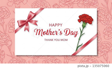 花束を手渡す母と娘の笑顔あふれxxる母の日シーン 花束を手渡す母と娘の笑顔あふれxxる母の日シーン 135075060