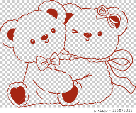 Valentine Teddy Bears Couple Hugging Outline Hand Drawn Valentine Teddy Bears Couple Hugging Outline Hand Drawn 135075315