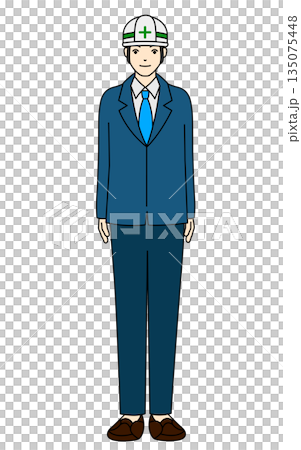 A man wearing a safety helmet and a suit 135075448