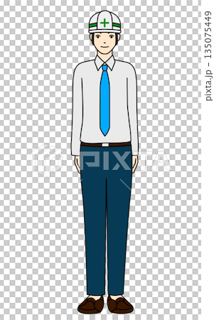 Male staff wearing a white shirt and safety helmet 135075449