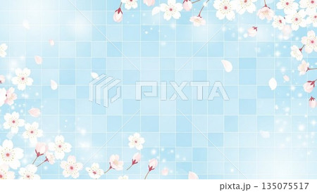 桜模様が広がるピンクの春背景イラスト 135075517