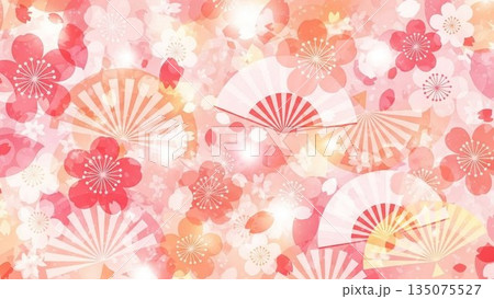 桜模様が広がるピンクの春背景イラスト 135075527