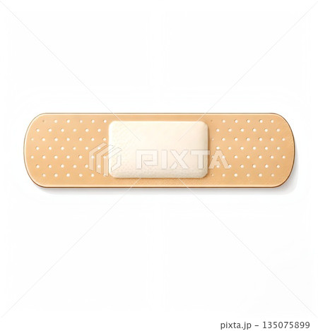 手描き風シンプルな絆創膏のアイコンイラスト 135075899
