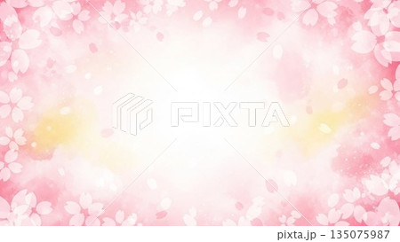 満開の桜の木イラスト 春の象徴的モチーフ 135075987