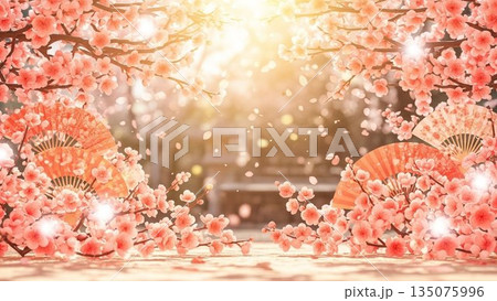 満開の桜の木イラスト 春の象徴的モチーフ 満開の桜の木イラスト 春の象徴的モチーフ 135075996