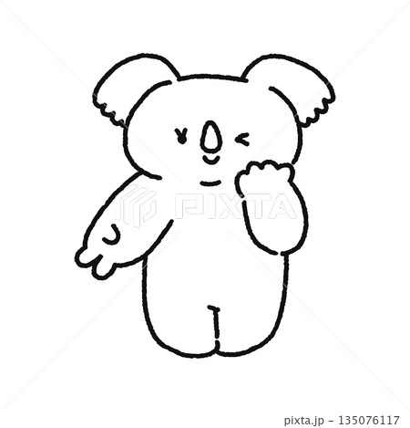 ギャルピースするコアラ　線画 135076117