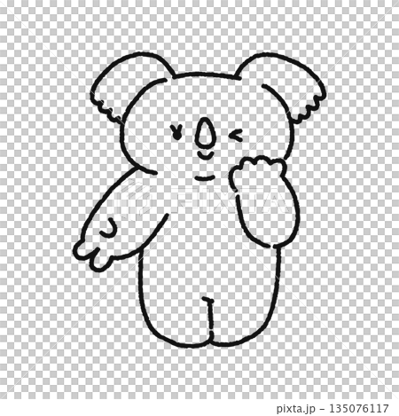 ギャルピースするコアラ　線画 135076117
