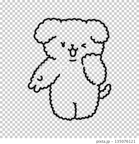 ギャルピースするイヌ　線画 135076121