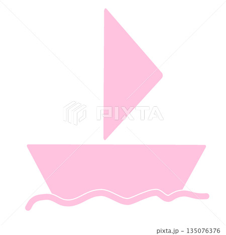 ヨットのシンプルアイコン・イラスト素材(ピンク) 135076376