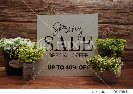 Hello Spring Sale 40% off Promotion Offer Discount Retail Shopping Concept Hello Spring Sale 40% off Promotion Offer Discount Retail Shopping Concept 135076630