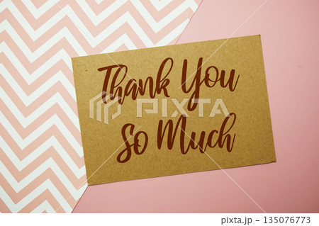 Thank You So Much text written on pink background 135076773