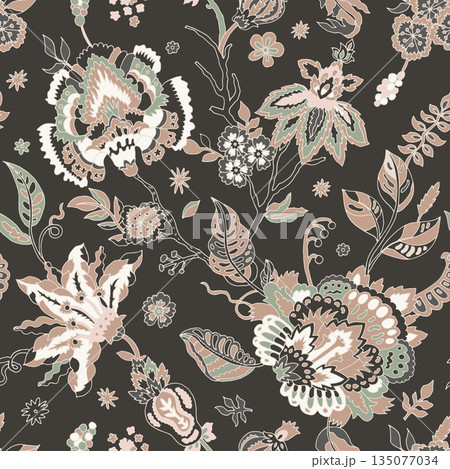 Vintage Boho Floral Dark Garden 135077034