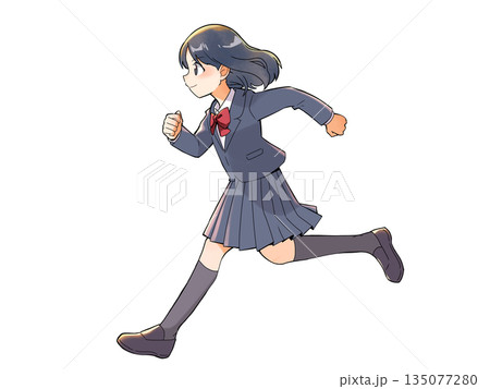 制服姿で走る女子高生 135077280