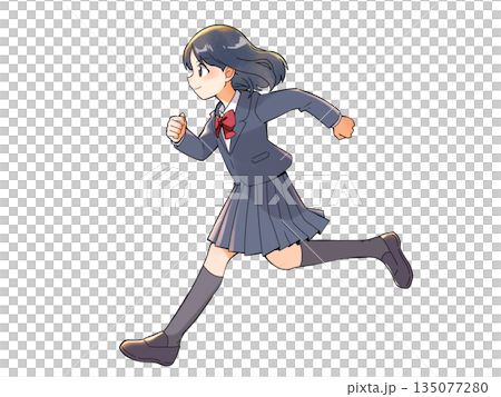 High school girl running in uniform 135077280