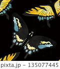 Butterfly. Black swallowtail, Eastern tiger swallowtail. Seamless watercolor pattern for printing on fabric, textiles, wrapping paper, bags, notebooks and notepads. Trend for spring/summer 2026 135077445