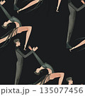 Couples on the parquet dancing La. Professional dancers on the performance. Seamless watercolor pattern for the design of the corporate identity of the brand of the dance school for adults. 135077456