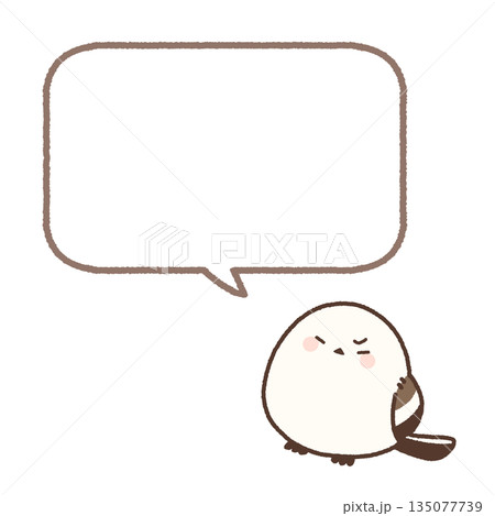 ムッとしたシマエナガと吹き出し ムッとしたシマエナガと吹き出し 135077739