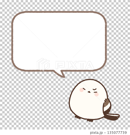 ムッとしたシマエナガと吹き出し ムッとしたシマエナガと吹き出し 135077739