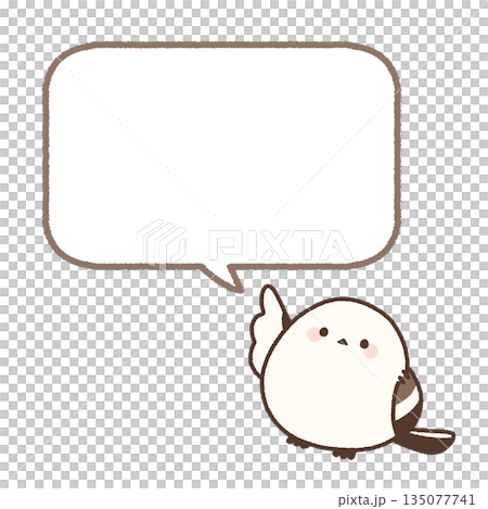 A long-tailed tit pointing and a speech bubble A long-tailed tit pointing and a speech bubble 135077741