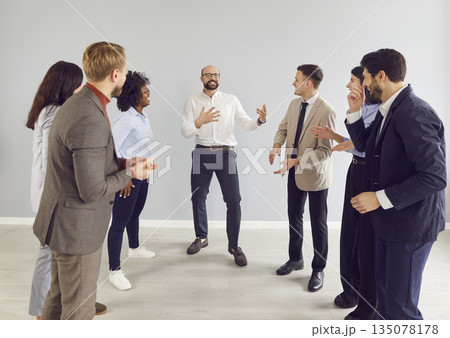 Positive Colleagues Celebrating Success at Meeting or Party Positive Colleagues Celebrating Success at Meeting or Party 135078178