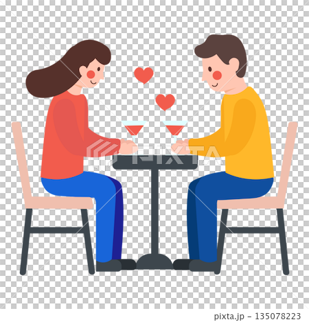 Vector diagram of flirtatious and romantic dialogues between happy couples 135078223
