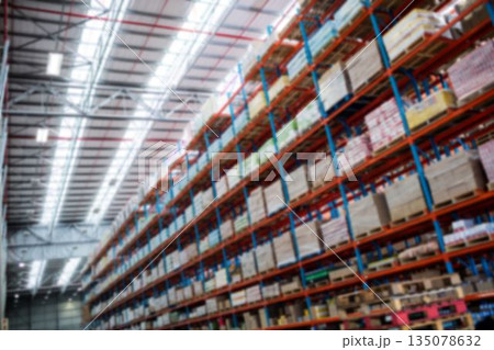 Low angle view of illuminated warehouse Low angle view of illuminated warehouse 135078632