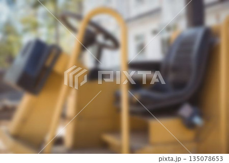Close up yellow bulldozer 135078653