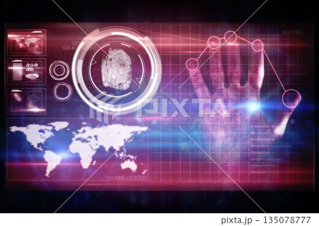 Pink technology hand interface design 135078777