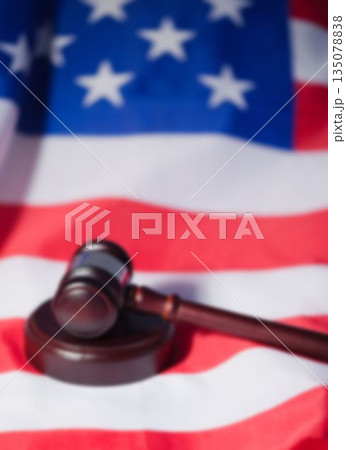 High angle view of brown gavel 135078838