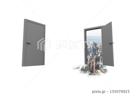 Digital image of city and door 135078925