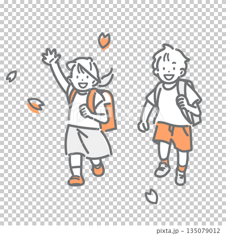 一幅簡潔時尚的線條畫,描繪了一個微笑的小學生奔跑的場景。 一幅簡潔時尚的線條畫,描繪了一個微笑的小學生奔跑的場景。 135079012