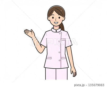 案内をする看護師のイラスト素材 135079083