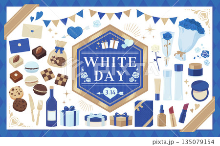 おしゃれでかわいいホワイトデーのイラストセット 135079154