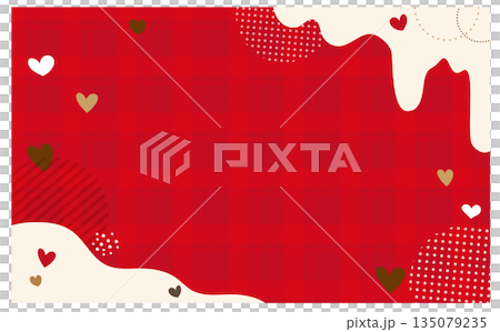 ホワイトチョコと赤いバレンタインハート背景イラスト素材 135079235