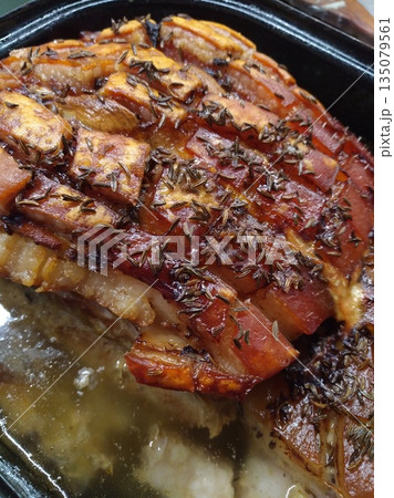 baked pork belly as typical czech food baked pork belly as typical czech food 135079561