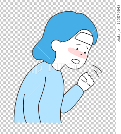 Vector illustration of a coughing woman 135079648