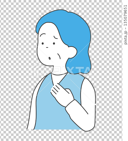 Illustration of a troubled senior woman - Vector 135079651