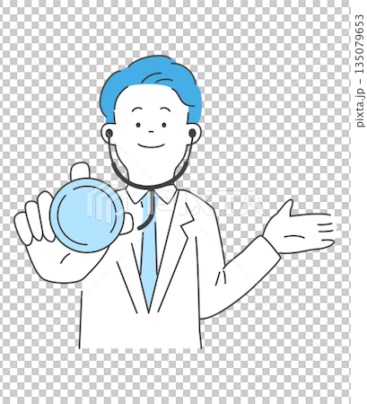 Vector illustration of a male doctor using a stethoscope 135079653