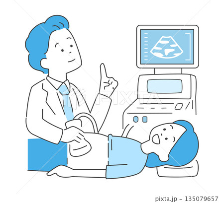 エコー検査を受ける女性のイラスト ベクター エコー検査を受ける女性のイラスト ベクター 135079657
