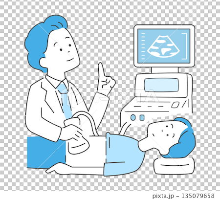エコー検査を受ける男性のイラスト ベクター エコー検査を受ける男性のイラスト ベクター 135079658