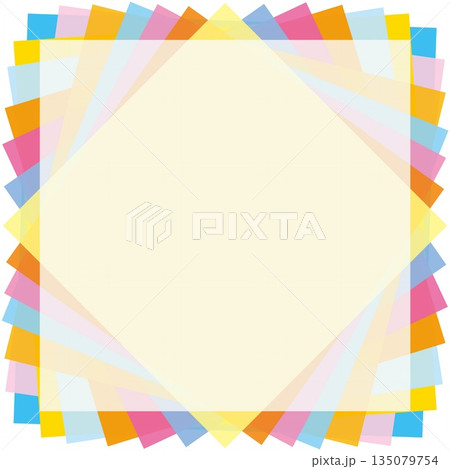幾何学模様　フレーム　ホワイトスペース　白背景　カラフル 135079754