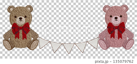 【泰迪熊和花環】手工刺繡插畫材料 135079762