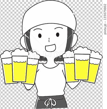 居酒屋女服務生拿啤酒 135079802