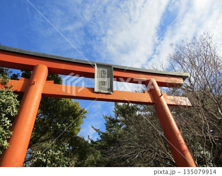 正月二日の浅間神社の赤い鳥居 135079914