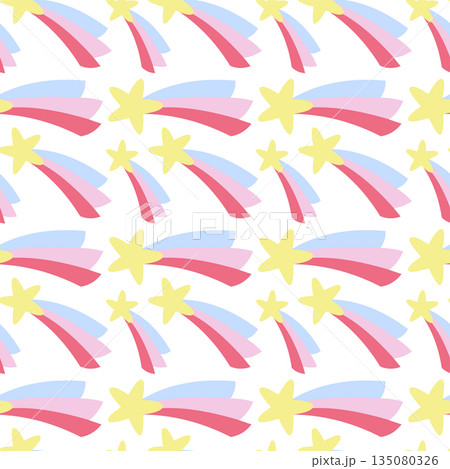 Cute Seamless Shooting Star Pattern Hand Drawn Illustration Cute Seamless Shooting Star Pattern Hand Drawn Illustration 135080326