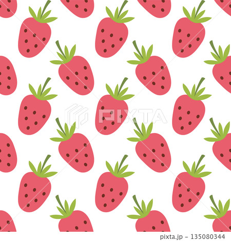 Cute Seamless Strawberry Pattern Hand Drawn Illustration Cute Seamless Strawberry Pattern Hand Drawn Illustration 135080344